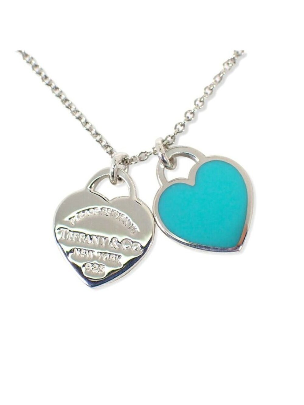 Tiffany & Co Double Heart Tag Blue Pendant